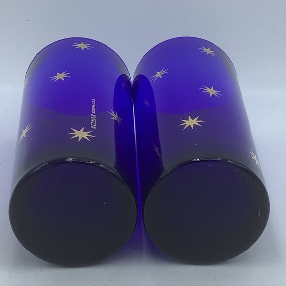 Two Culver Cobalt Blue with Gold Star Design 6 1/4” Glasses - Picture 8 of 9